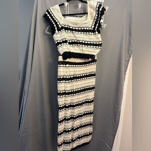 Freshman Black and White 2 Piece Sweater Dress